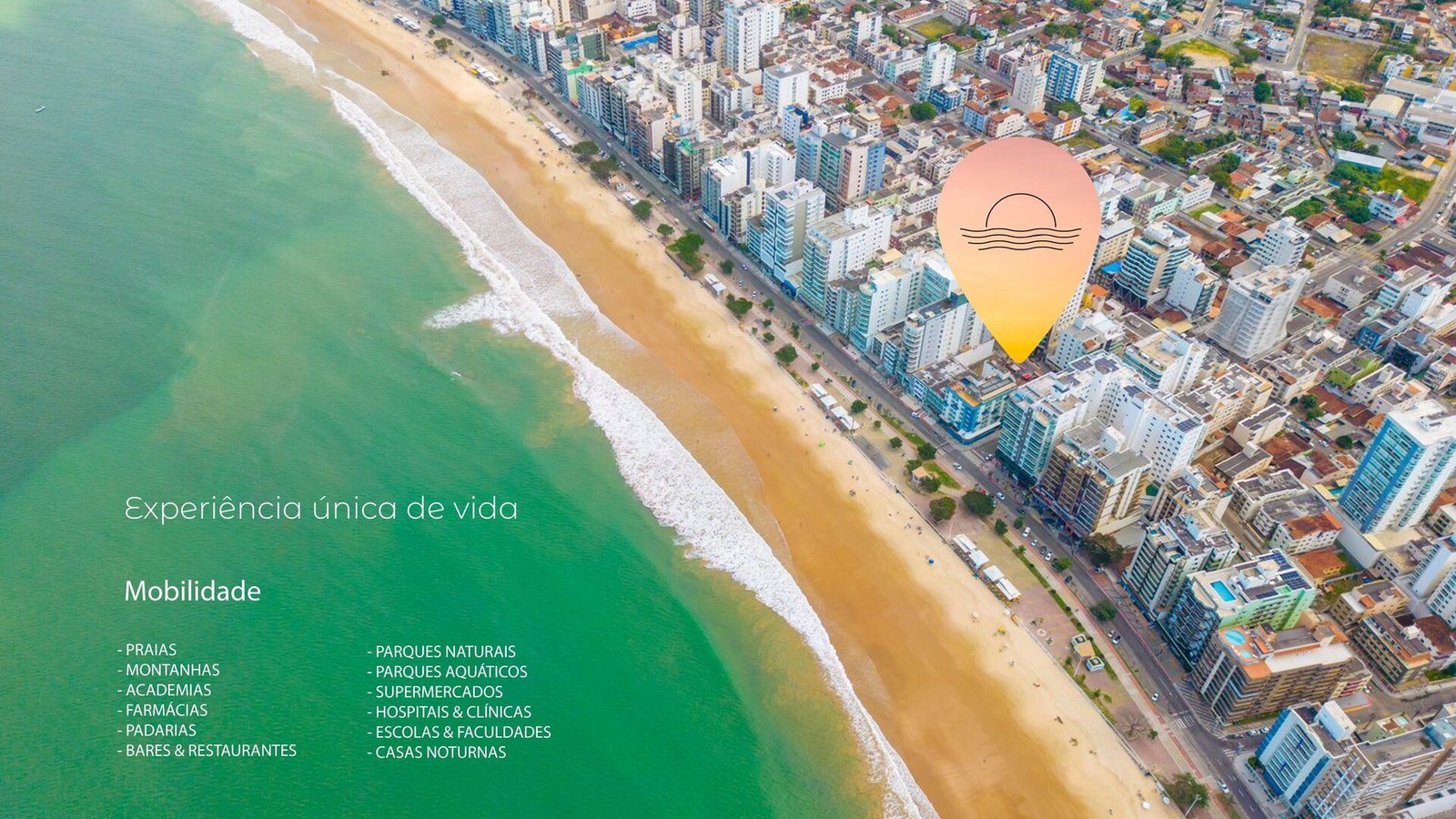 Vista aérea da Praia do Morro com localização do Solar Caravaggio